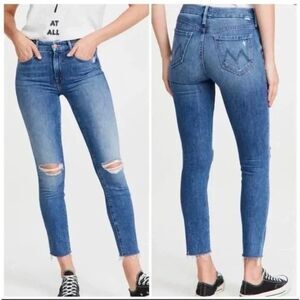 Mother Mid-Rise The Looker Ankle Fray Not Cut And Pasted Distressed 26
